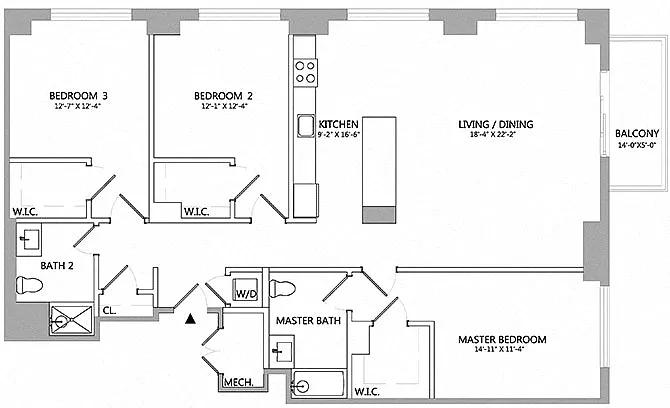 Floor plan 3 Bed/2 Bath-3DB