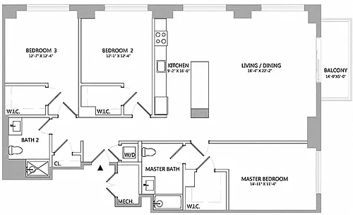 Floor plan 3 Bed/2 Bath-3DB