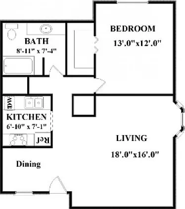 One Bedroom One Bathroom, Kitchen cabinets over stove have an opening into the dining room that can fit bar stools. One Bedroom One Bathroom, Kitchen cabinets over stove have an opening into the dining room that can fit bar stools.