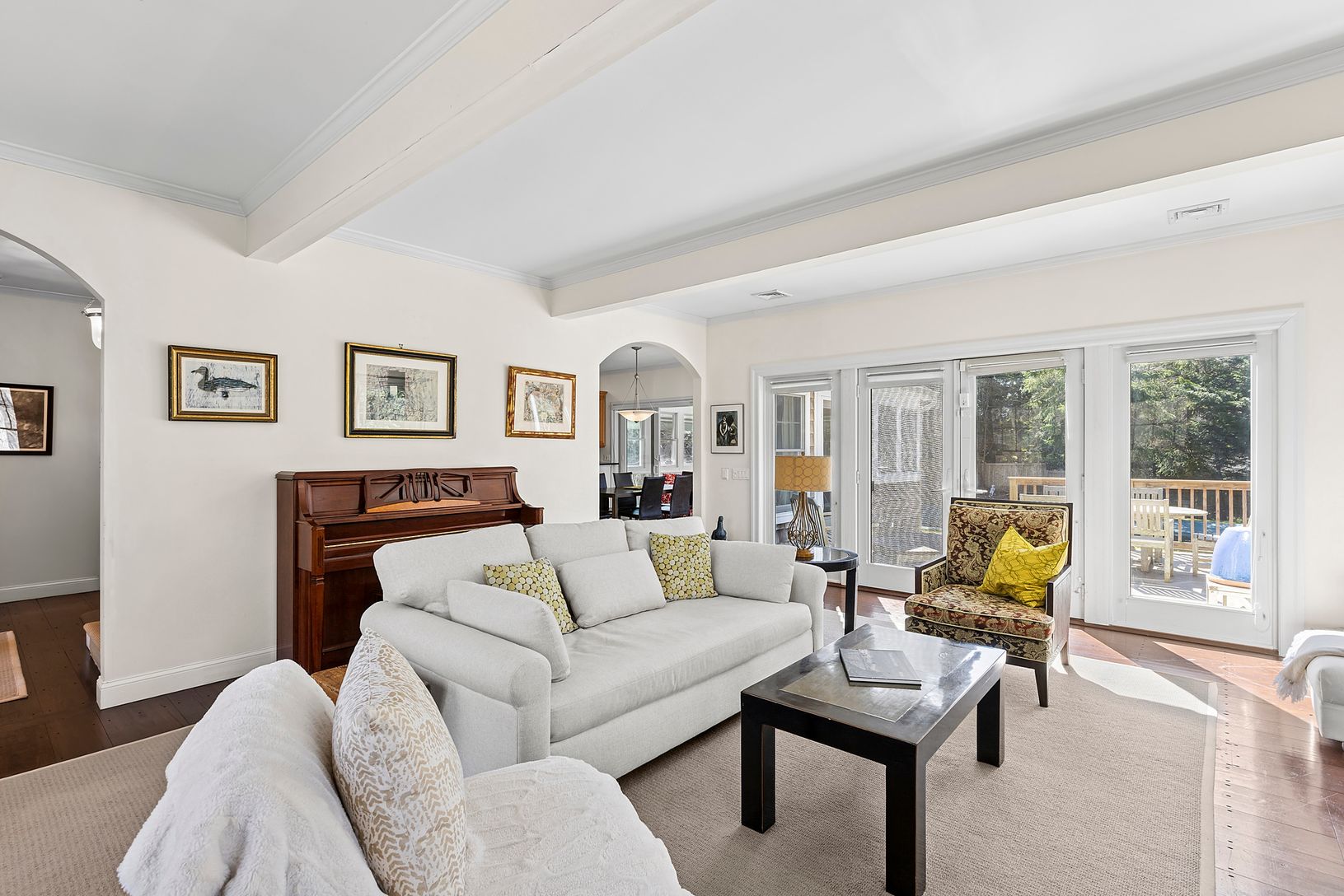 Living room with access to deck