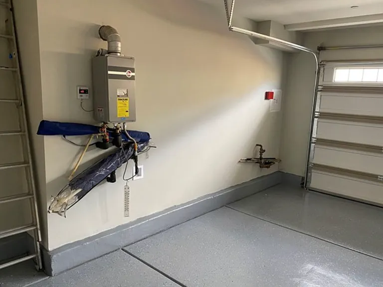 garage with epoxy floor
