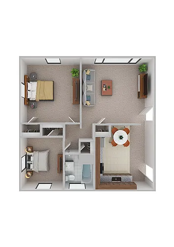 Floor plan 2 Bedroom/1 Bathroom