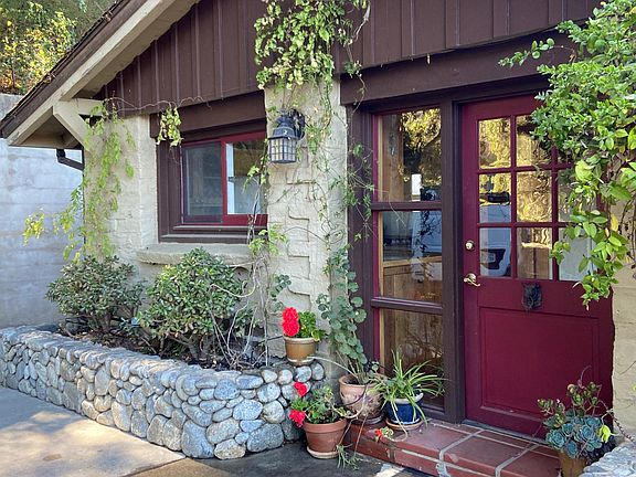 entrance and flower bed
