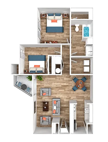 Floor plan 2 Bedroom 1 Bathroom