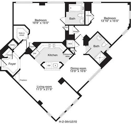 Floor plan 2 Bedrooms BB