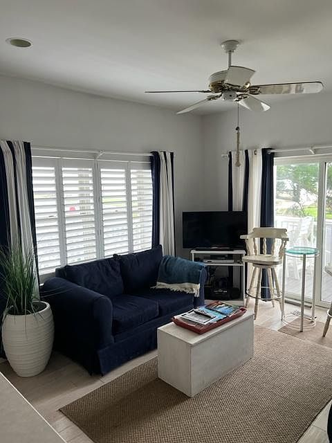 Living room with new window treatments