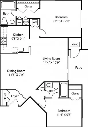 Two Bedroom Two Bath (937 SF) Two Bedroom Two Bath (937 SF)