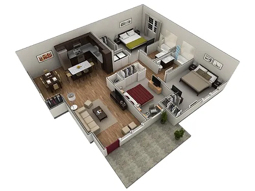 Floor plan 3 BR Grand Courtyard
