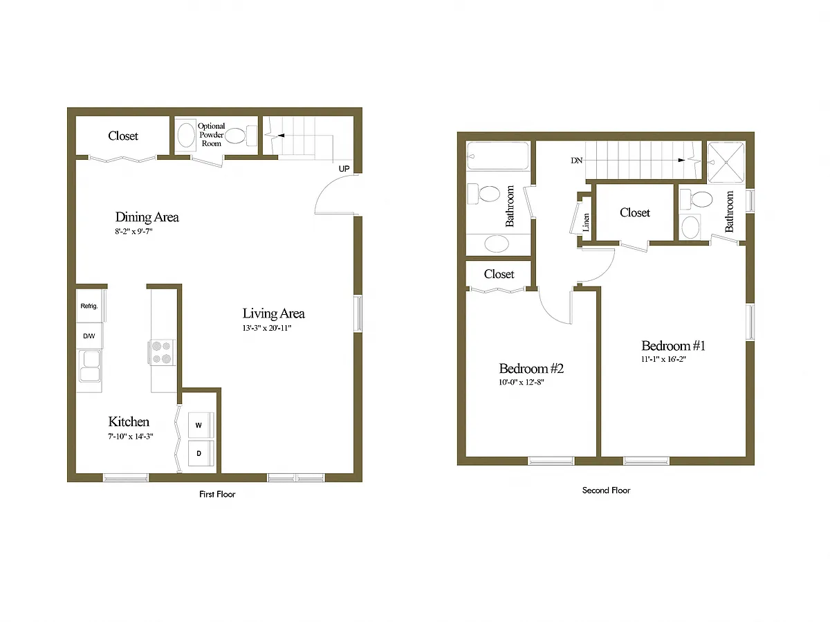 Floor plan 2 Bedroom 2.5 Bath