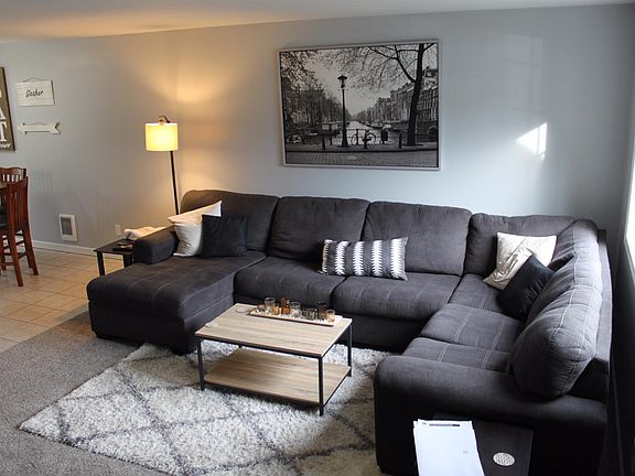 Huge picture window lets in plenty of natural light.