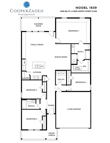 Floor plan 4 Bedrooms and 2 bathrooms