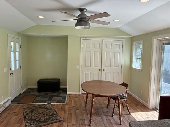 Enter the home through the Family room that features a 10 foot vaulted ceiling , slider out to patio and back yard. A large closet, lighted shelf unit and bay window complete the room.