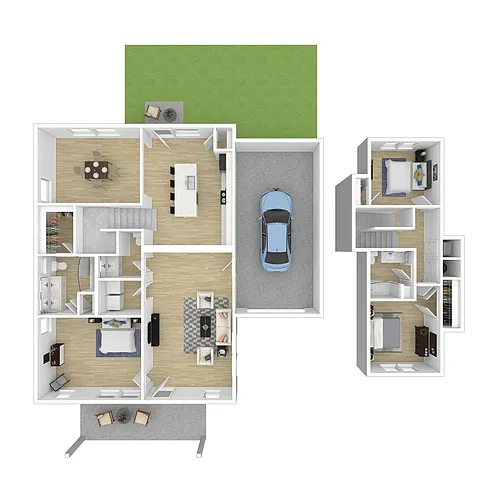 Floor plan 3 BR Cottage w/Garage