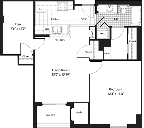 Floor plan 1 Bedroom T
