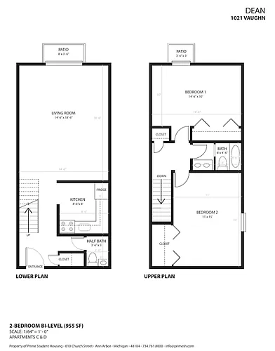 Floor plan 2-Bedroom Bi-level