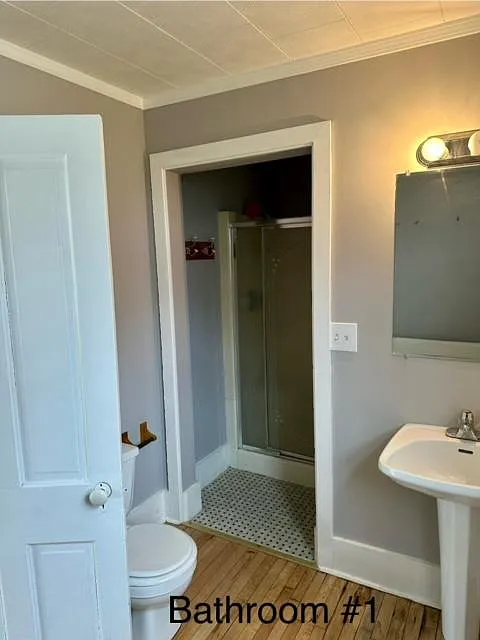 Behind you in this picture is the full tub. Shower is straight ahead.