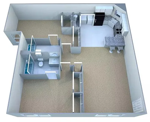 Floor plan Custom Deluxe Suite - Furnished & Paid Utilities