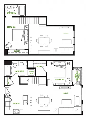 Floor plan Two Bedroom Loft BL1