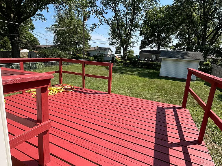 Large freshly painted deck