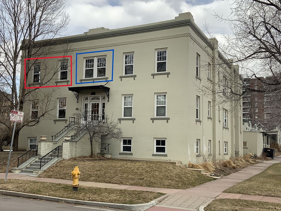 Front of 504 Pearl
Red is Unit Windows
Blue is Hallway