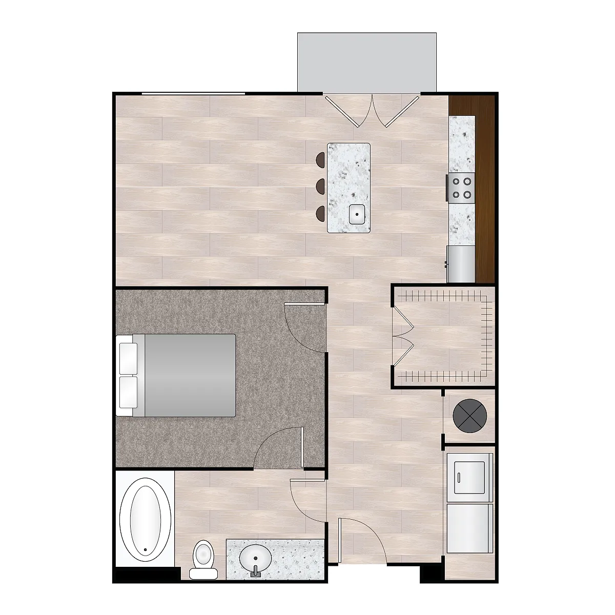 Floor plan A Quattro 661 sqft - 724 sqft