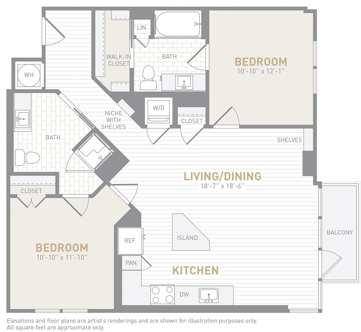 Floor plan 2 Bed 2 Bath-C02a Type A