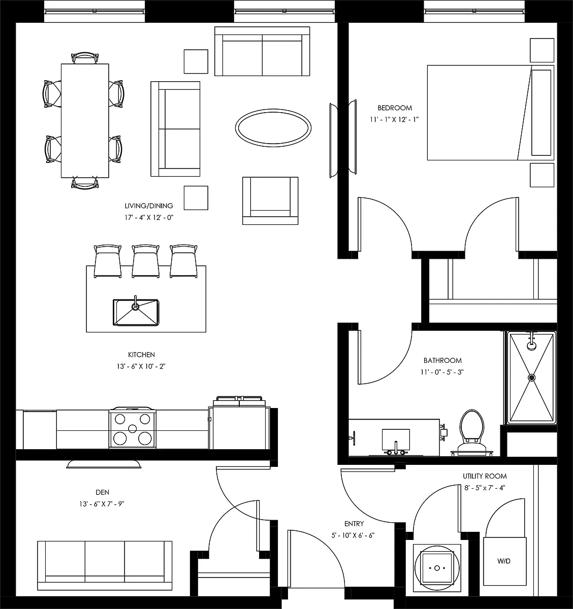 Floor plan A5 - One Bedroom + Den