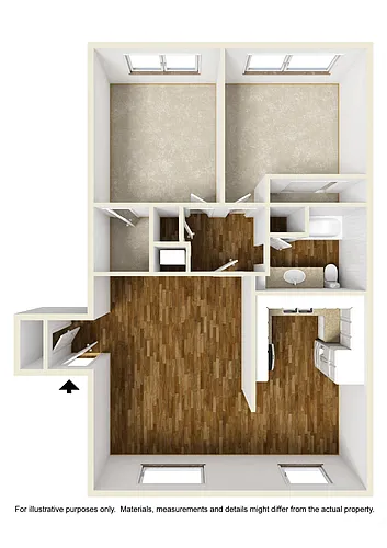 Floor plan 2 Bedrooms, 1 Bathroom Plan O