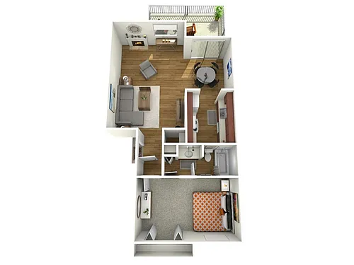 Floor plan 1 Bed, 1 Bath B (60% Income Restricted)