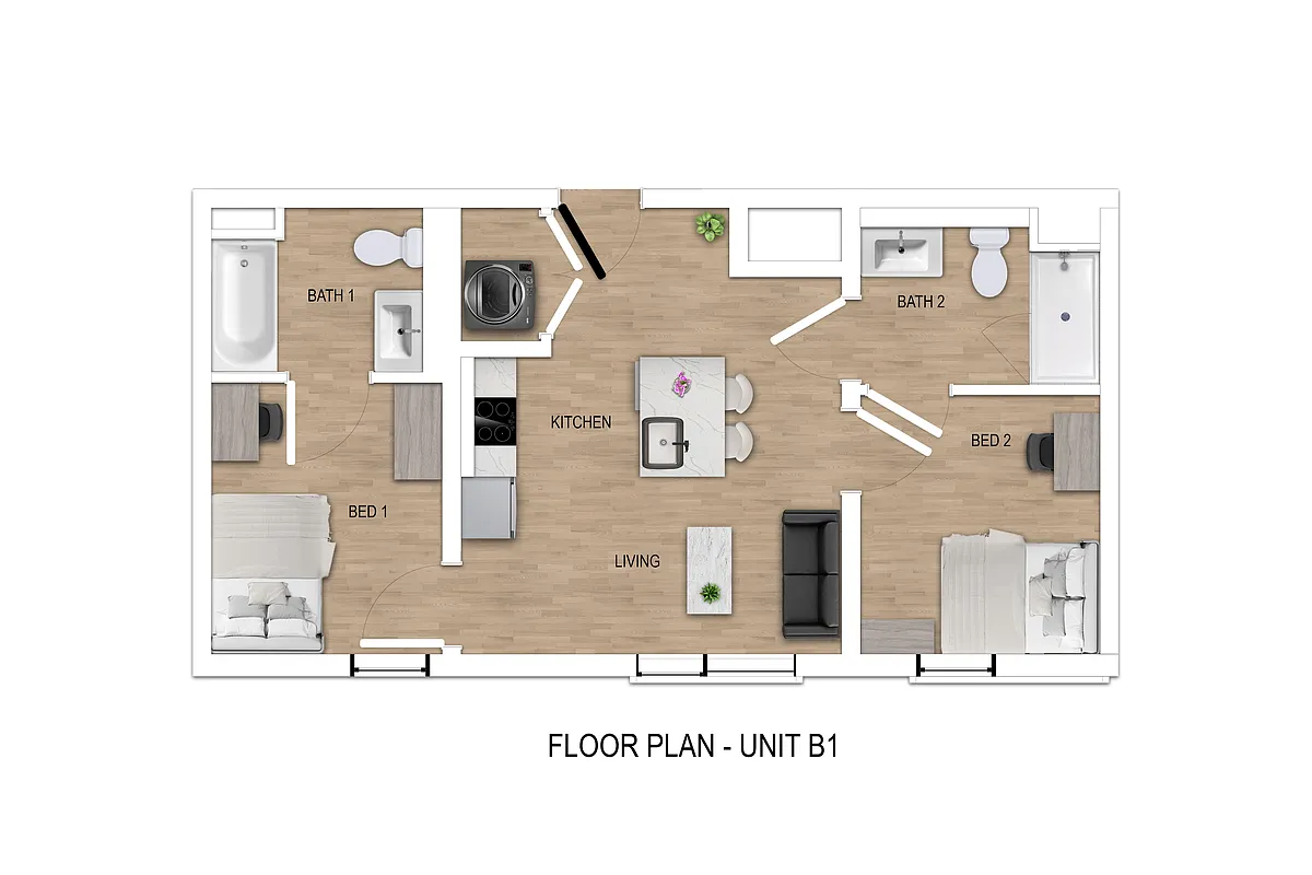 Floor plan B1 - 2X2