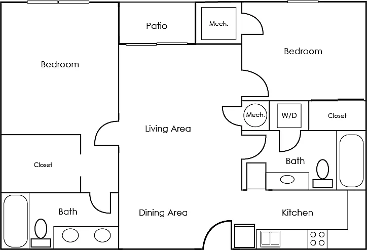 Two bedroom, two bath apartment Two bedroom, two bath apartment