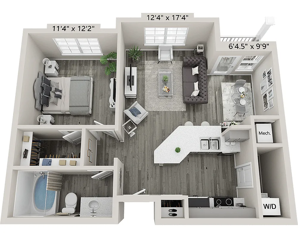Floor plan One Bedroom A1A