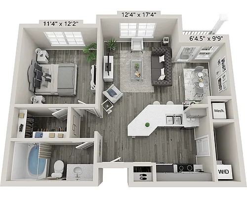 Floor plan One Bedroom A1A