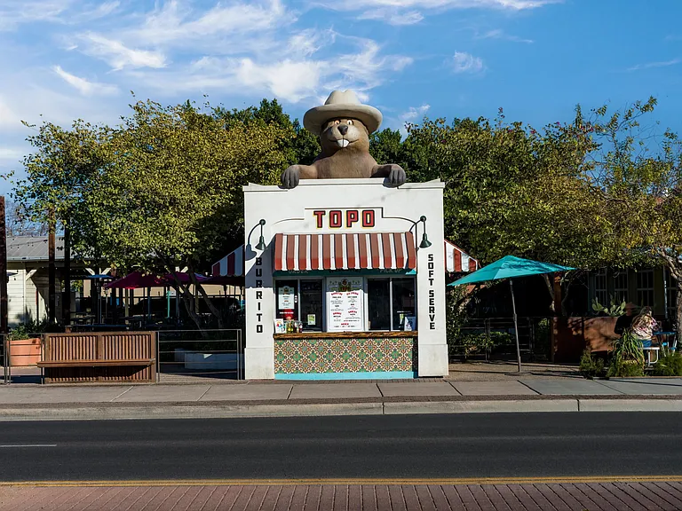 Topo in Downtown Gilbert serves delicious burritos, street corn, and soft serve with unique dips.