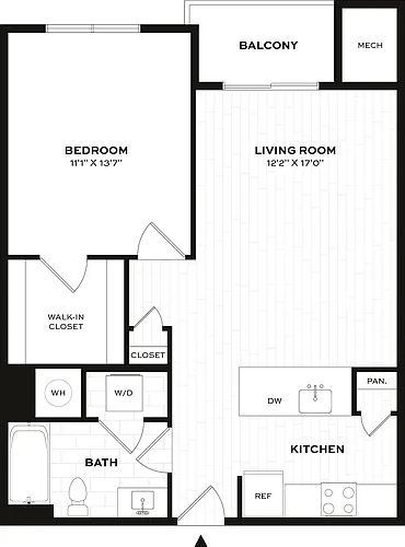 Floor plan 1 Bed/1 Bath-A2