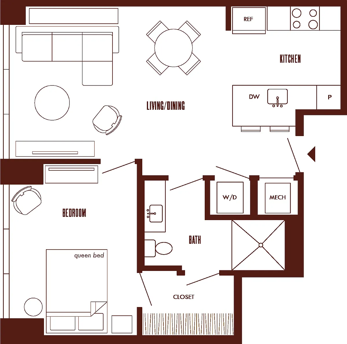 Floor plan 1 Bed/1 Bath-A7