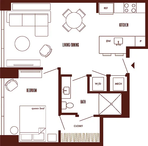 Floor plan 1 Bed/1 Bath-A7