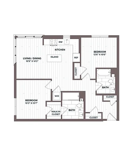 Floor plan 2 Bed/2 Bath - B1 Bldg C