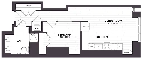 Floor plan 1 Bed/1 Bath ANSI-02