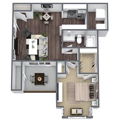 Floor plan A1: 1 Bed 1 Bath