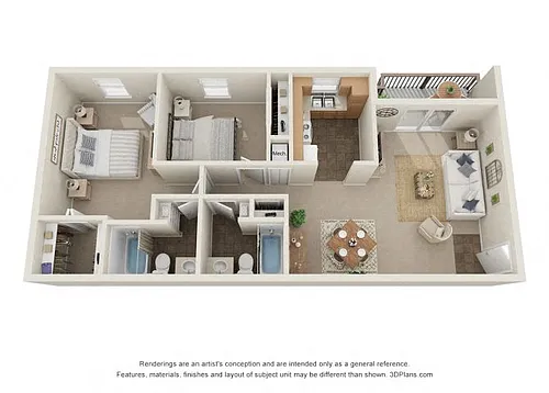 Floor plan 2 Bed, 2 Bath C Standard
