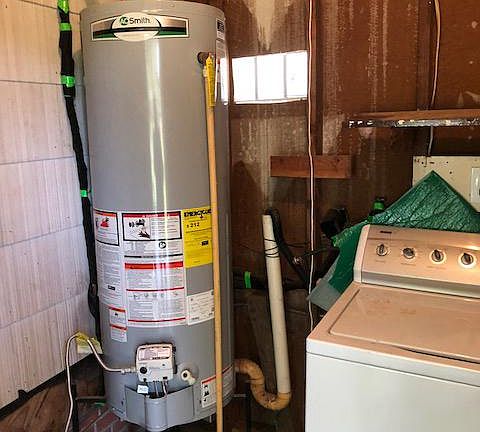 New gas hot water heater.