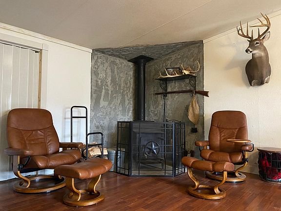 Wood burning stove in living room