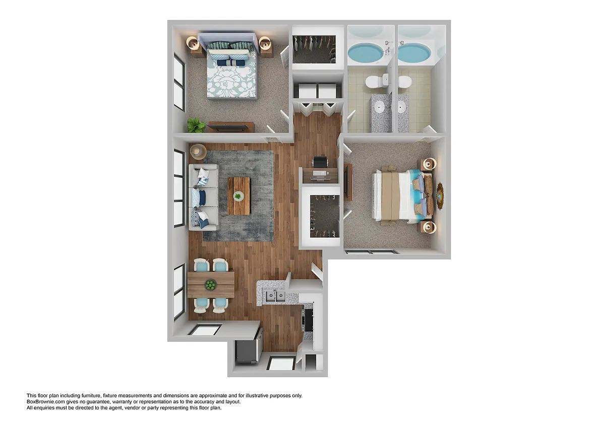 Floor plan 2 Bedroom 2 Bath Style B2