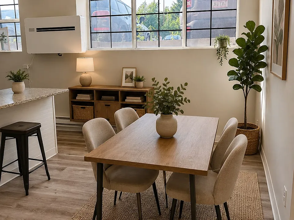 This inviting living room features abundance of natural light and a well-designed.