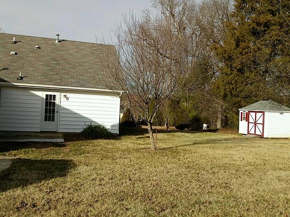 Backyard with storage building