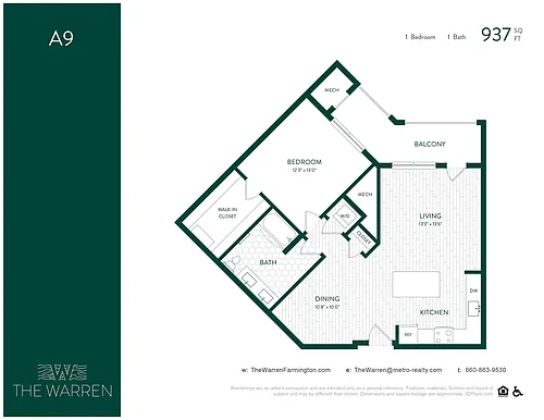 Floor plan 1-Bedroom A9