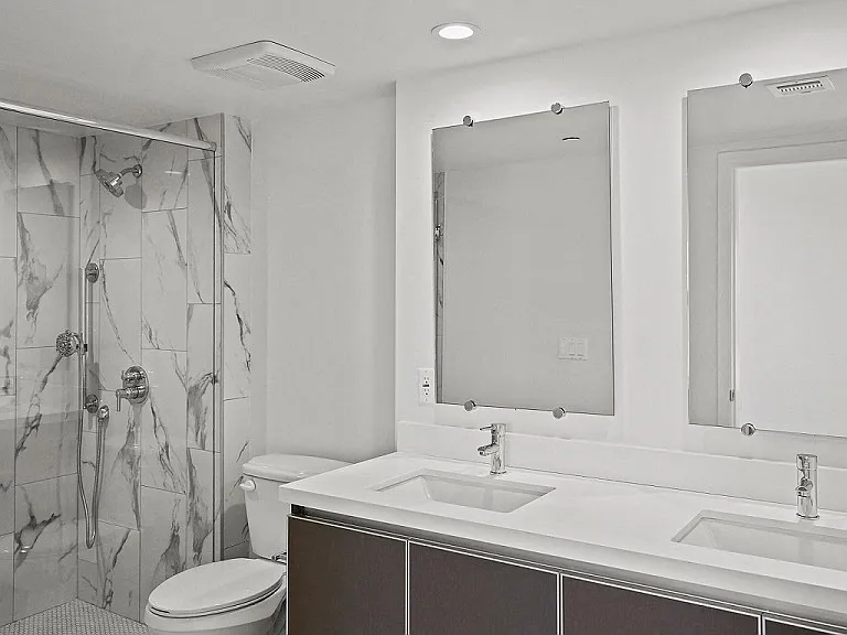Bathroom with Double-sink Vanity and Walk-In Shower