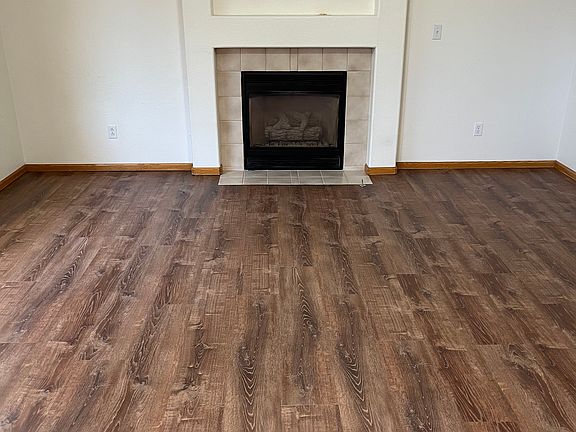 Fireplace in living room.
