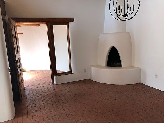 Dining area fireplace.